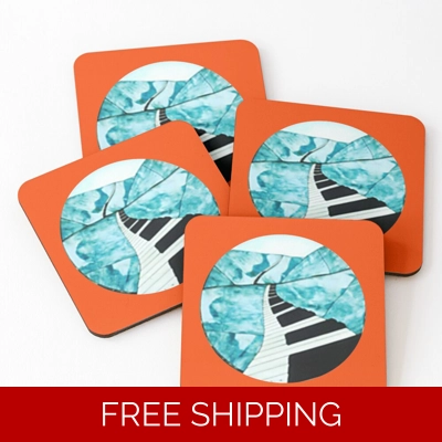 Coasters Orange Piano window Logo (set of 4)